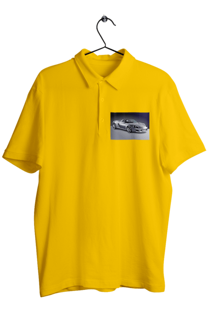 Men`s polo with prints Auto.2. Auto, color image, compartment, photo, sports car. 2070702