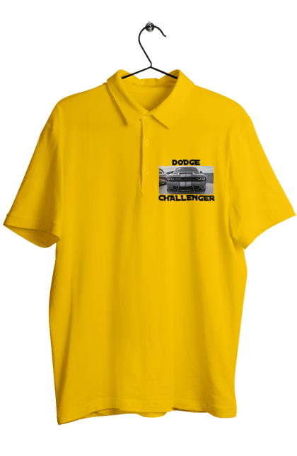 Men`s polo with prints Dodge challenger. An american legend, car, cult car, dodge challenger, oil car, powerful car. 2070702