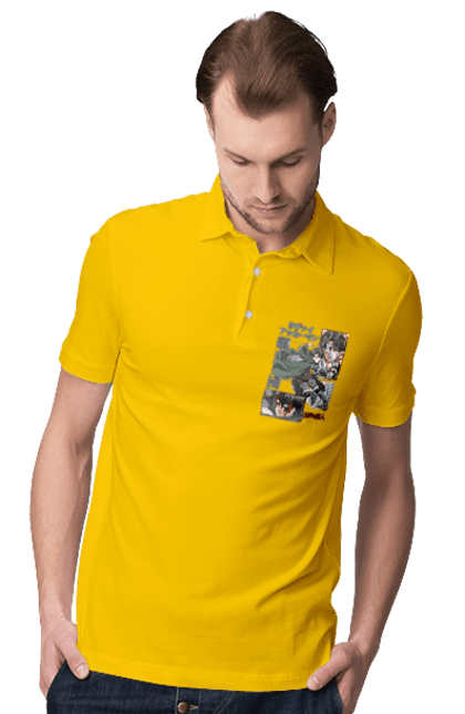 Men's polo with prints Attack on Titan Levi. Ackerman, anime, attack on titan, levi, manga, shingeki no kyojin, survey corps. 2070702