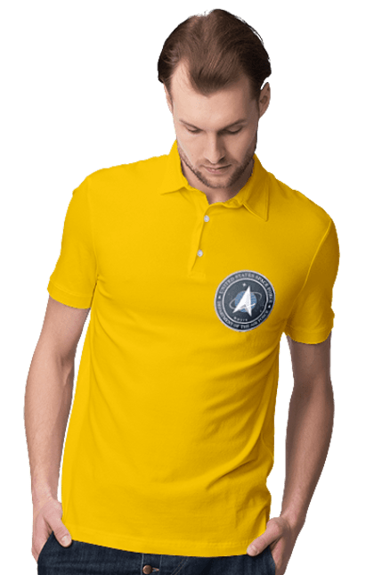 Men's polo with prints United States Space Force. Emblem, political, politics, space, space force, space travel, united states, ussf. 2070702