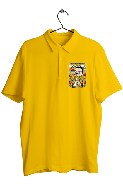Поло чоловіче з принтом "Freddy Mercury". Качати тебе, король, музика, поп-музика, рок, ртуть, фредді, фредді меркьюрі. Funkotee