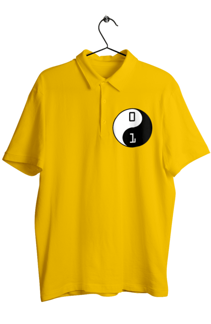 Поло чоловіче з принтом "Інь Янь". Angular, c, css, html, it, javascript, jquery, php, python, react, svelt, vue, айтишник, айті, гумор, код, кодувати, прогер, програміст, програмісти, ти ж, ти ж програміст, тиж програміст. 2070702