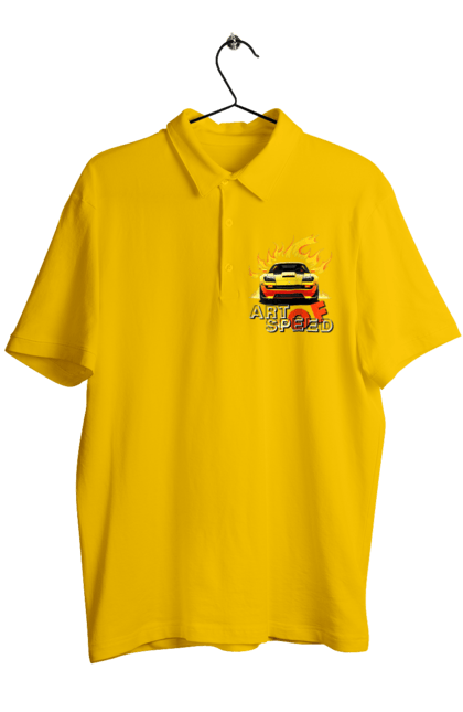 Men`s polo with prints Car on fire. Car, fire, speed, sport car, sports car. 2070702