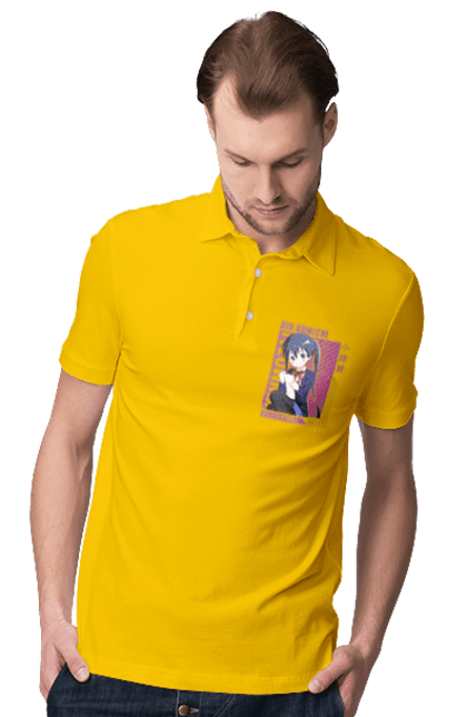 Men's polo with prints Kiniro Mosaic Aya Komichi. Anime, aya komichi, gold mosaic, kiniro mosaic, kinmoza, manga. 2070702