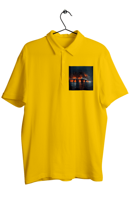 Men`s polo with prints The Crimean bridge is on fire. Air strike, army of russia, army of ukraine, bridge, crimea, fit, shock. 2070702