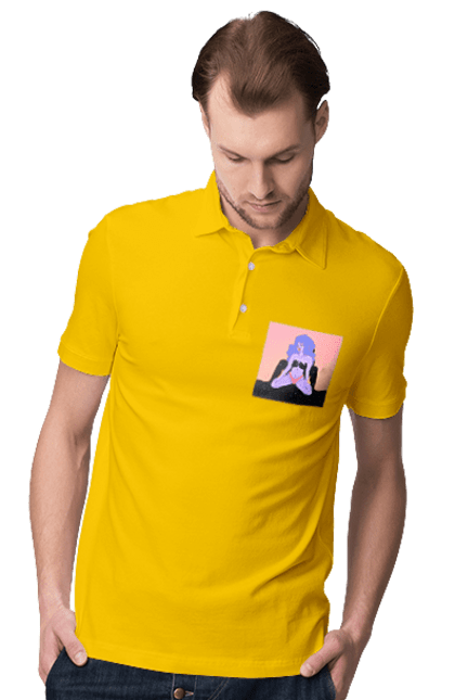 Поло чоловіче з принтом "Фіолетова Дівчина В Трусиках". Інопланетянка, у трусах. 2070702