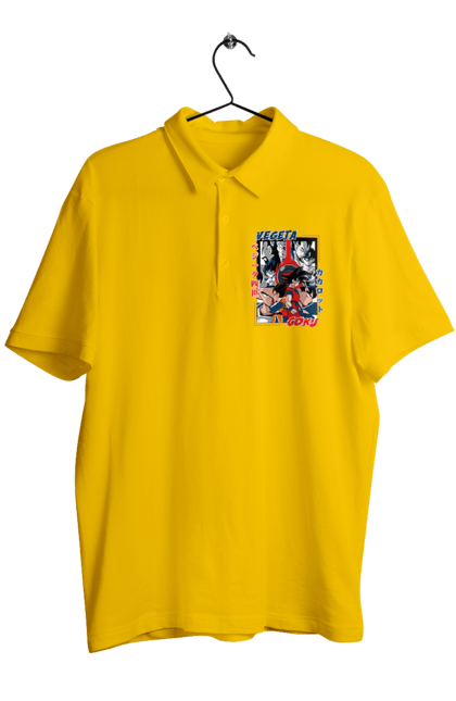 Men's polo with prints Dragon Ball. Anime, dragon ball, goku, manga, tv series, vegeta. 2070702