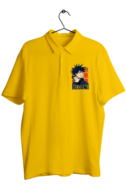 Men's polo with prints Jujutsu Kaisen Megumi. Anime, dark fantasy, fushiguro, fushiguro megumi, jujutsu kaisen, magic battle, manga, megumi, mystic. 2070702