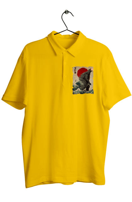 Men's polo with prints Godzilla. Dinosaur, godzilla, japan, kaiju, movie, mutant. 2070702