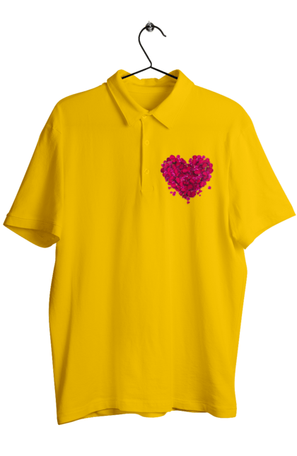 Men`s polo with prints Heart From Rose Petals. Petals, rose flower. 2070702