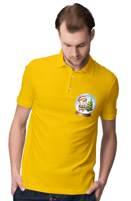 Men's polo with prints Christmas Capybara with a Tree. Animal, capybara, christmas, christmas capybara, christmas tree, gift, holiday, new year, new year`s gift, santa. 2070702