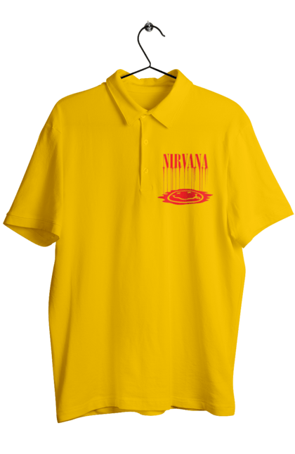 Men's polo with prints Nirvana. Alternative rock, grunge, hard rock, kurt cobain, nirvana, punk rock, rock band. 2070702