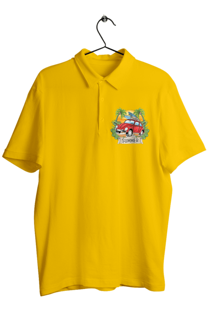 Men`s polo with prints Summer, Car And Palm Trees. Palm trees, relaxation, summer. 2070702