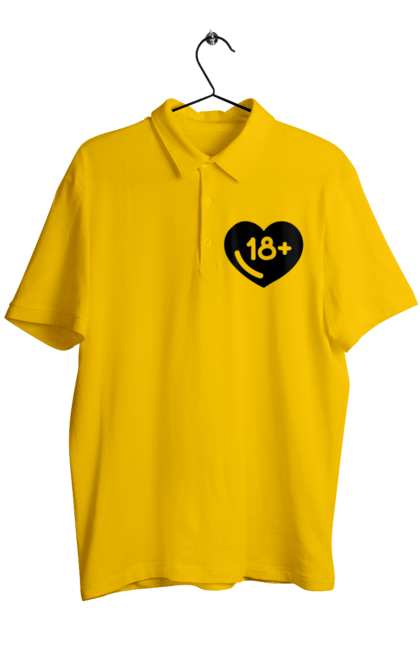 Men`s polo with prints 18+. 18+, black, heart, prohibition, sex. 2070702