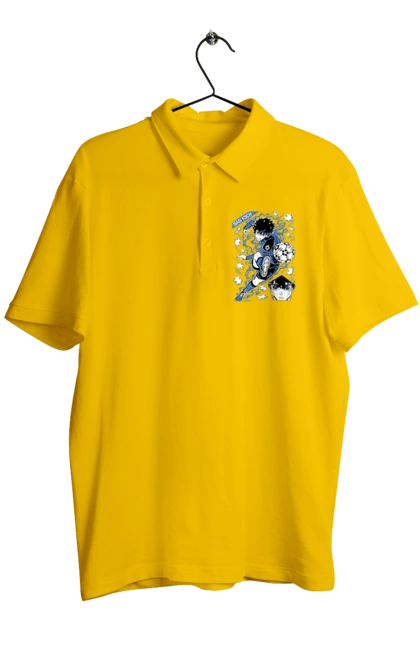 Поло чоловіче з принтом "Синя в'язниця Йоічі Ісагі". Blue lock, yoichi isagi, аніме, блю лок, йоічі ісагі, манга, синя в`язниця, спорт, спортивне аніме. 2070702