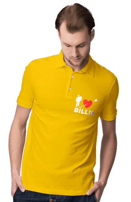 Поло чоловіче з принтом "Біллі Айліш". Біллі айліш, логотип біллі айліш, принт біллі айліш, співачка біллі айліш. 2070702