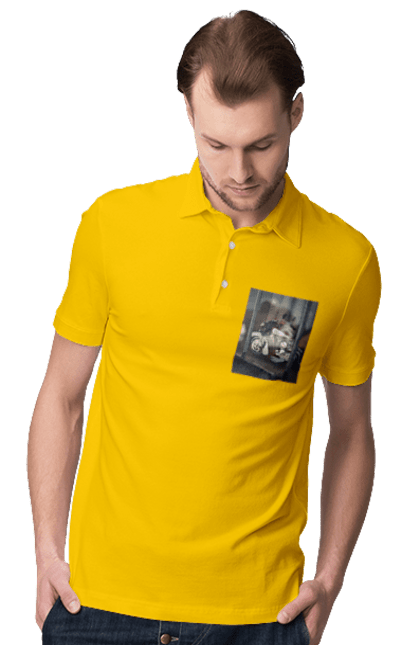 Поло чоловіче з принтом "Мото". Байк, дорога, мото, сила, швидкість. 2070702