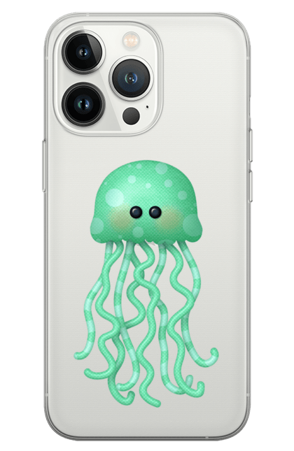 Чохол для телефону з принтом "Зелений восьминіг". Восьминіг, морська тварина, щупальця. CustomPrint.market