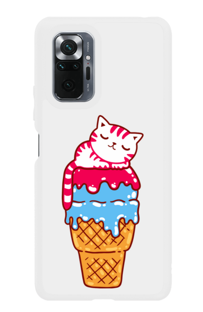 Чохол для телефону з принтом "Котик На Морозиві". Кошеня, морозиво, солодкість. CustomPrint.market