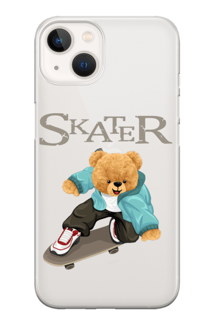 Чохол для телефону з принтом "Ведмедик на скейті". Ведмедик, ведмедик на скейті, ведмідь, відпочинок, розваги, скейт, скейтбоард, тварини. CustomPrint.market