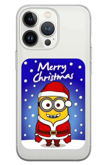 Чохол для телефону з принтом "З Різдвом". Боб, костюм санти, міньйон, мультфільм, персонаж, різдво, свято, сніг. futbolka.stylus.ua