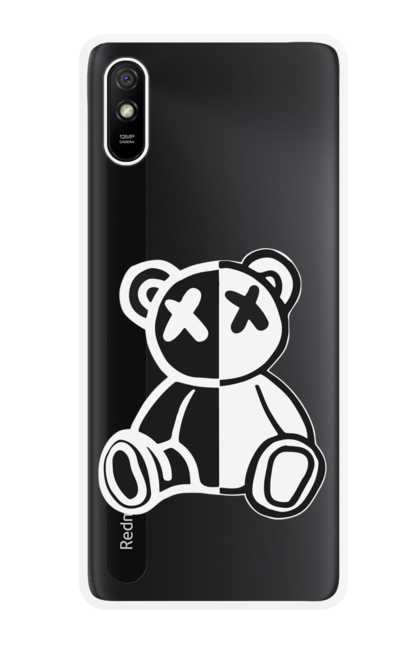 Чохол для телефону з принтом "Ведмідь". Ведмедик, ведмежа, ведмідь, крута, модна, молодіжна, чорно білий ведмідь. CustomPrint.market