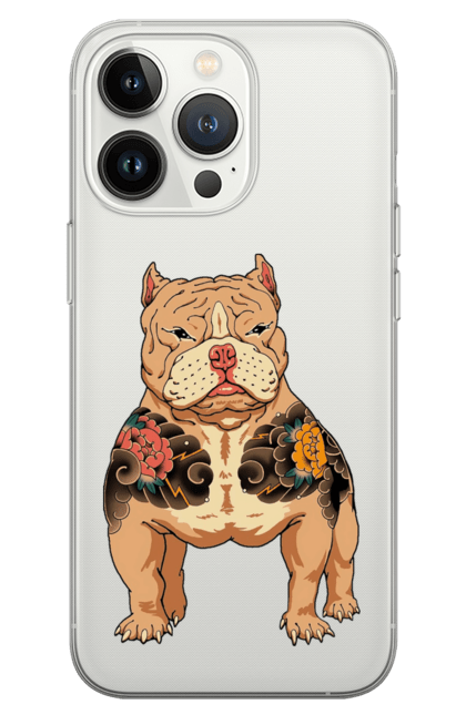 Чохол для телефону з принтом "Японський собака боксер". Боксер, собака, тату, японія. CustomPrint.market