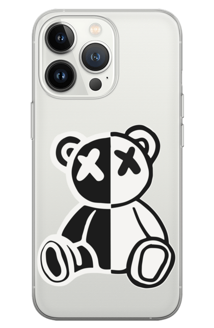 Чохол для телефону з принтом "Ведмідь". Ведмедик, ведмежа, ведмідь, крута, модна, молодіжна, чорно білий ведмідь. CustomPrint.market