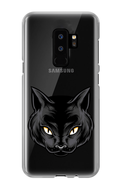 Чохол для телефону з принтом "Чорна кішка". Голова кішки, кіт, кішка, чорна кішка, чорний кіт. CustomPrint.market