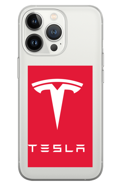 Чохол для телефону з принтом "Tesla". Авто, бренд, ілон маск, логотип, тесла. CustomPrint.market