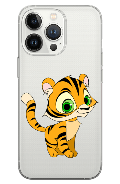 Чохол для телефону з принтом "Маленький тигр". Велика кішка, великий кіт, веселий, дика природа, дикий, дитинча, звір, маленький, мульт, мультик, мультфільм, погляд, портрет, природа, стилізація, тварина, тигр, тигреня, хижак. CustomPrint.market