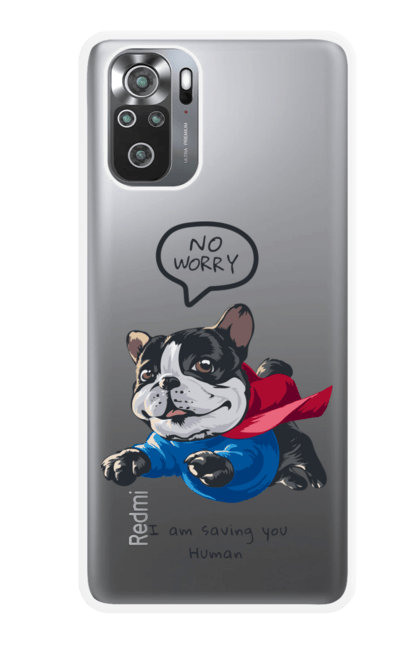 Чохол для телефону з принтом "Пес супермен". Бульдог, пес в плащі, пес супермен, супермен, суперпес. CustomPrint.market
