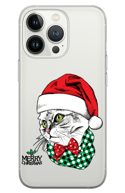Чохол для телефону з принтом "Новорічний кіт, щасливого Різдва". Зима, кіт, новий рік, різдво, сніг, щасливого різдва. CustomPrint.market