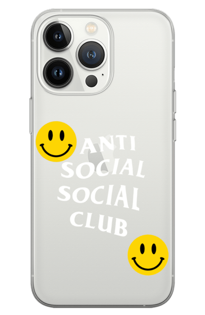Чохол для телефону з принтом "Anti Social Club". Anti social club, club, popular, ptetty, smile. CustomPrint.market