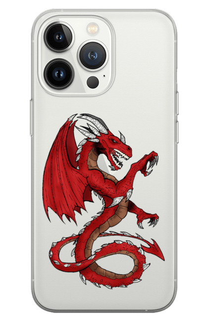 Чохол для телефону з принтом "Червоний дракон з кігтями". Вогонь, дракон, крила, червоний дракон. CustomPrint.market