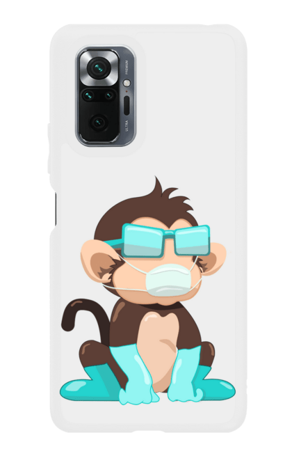 Чохол для телефону з принтом "Мавпа в масці та рукавичках". Ковід, коронавірус, мавпа, маска, рукавички. CustomPrint.market
