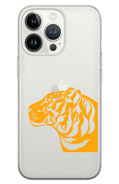 Чохол для телефону з принтом "Тигр помаранчевий профіль". Велика кішка, великий кіт, голова, дика природа, дикий, звір, погляд, портрет, природа, стилізація, тварина, тигр, хижак. CustomPrint.market