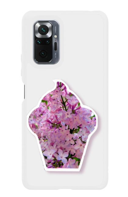 Чохол для телефону з принтом "Капкейк бузок". Бузок, капкейк, квіти, кекс, кексик, ніжний, природа, рожевий, солодке. CustomPrint.market