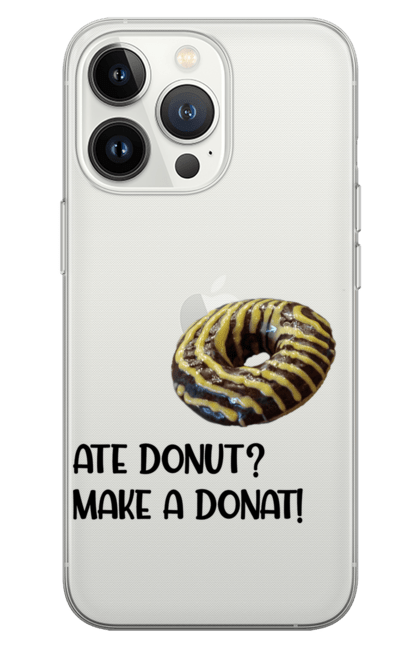 Чохол для телефону з принтом "Пончик і донат". Волонтери, волонтерство, гроші, десерт, донат, жарт, зсу, їжа, пожертва, пончик, смаколик. CustomPrint.market