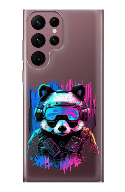Чохол для телефону з принтом "Панда в VR шолом". Віртуальна реальність, гік, панда, персонаж, шолом. CustomPrint.market