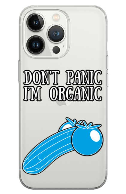 Чохол для телефону з принтом "Не панікуйте, я органічний". Натуральні продукти, огірок, органіка, помідор. CustomPrint.market