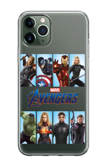 Чохол для телефону з принтом "Месники". Avengers, залізна людина, капітан америка, капітан марвел, месники, месники, соколине око, тор, халк, чорна вдова, чорна пантера. CustomPrint.market