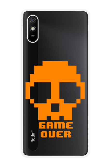 Чохол для телефону з принтом "GAME OVER". Danger, halloween, pixel art, scull, попередження. CustomPrint.market