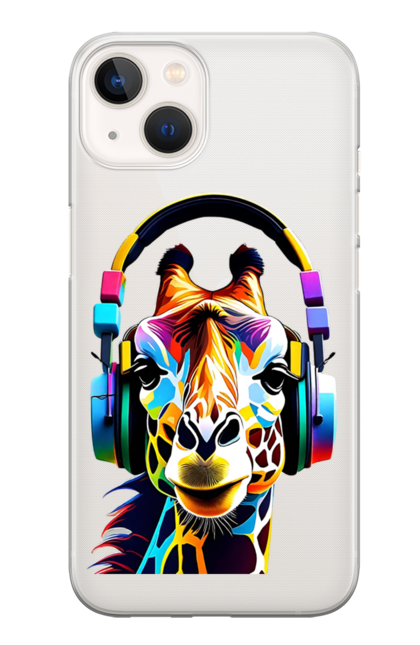 Чохол для телефону з принтом "Жираф в навушниках". Жираф, жираф в навушниках, люблю музику, музика, навушники, тварини. CustomPrint.market