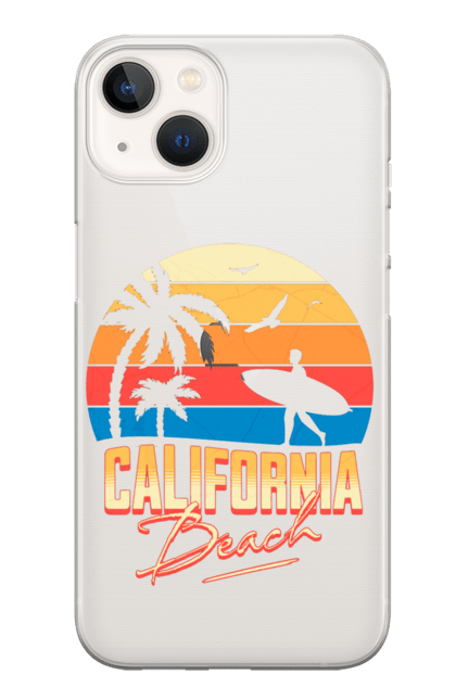 Чохол для телефону з принтом "Каліфорнія Пляж Ретро Сонце". Відпочинок, відпустка, каліфорнія, літо, море, пляж, серфінг, сонце. CustomPrint.market
