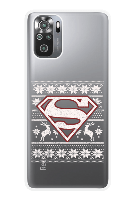Чохол для телефону з принтом "Новий рік Супермен". Візерунок, емблема, марвел, новий рік, олень, светр з оленями, светрі з оленями, сніжинка, супергерой, супермен. CustomPrint.market
