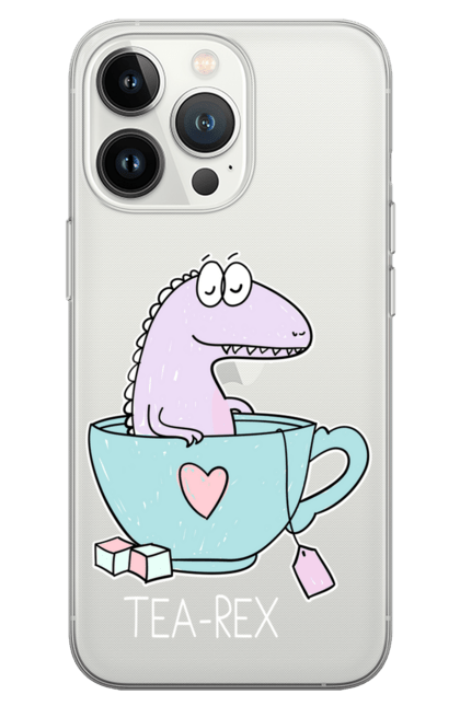 Чохол для телефону з принтом "Динозавр прінмаем в чашці чай". Динозавр, релакс, чай, чашка. CustomPrint.market
