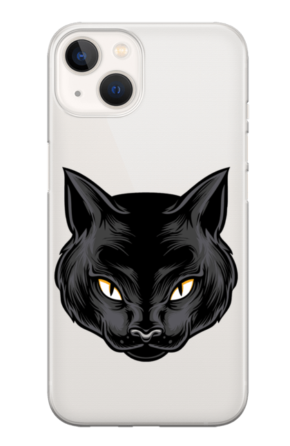 Чохол для телефону з принтом "Чорна кішка". Голова кішки, кіт, кішка, чорна кішка, чорний кіт. CustomPrint.market