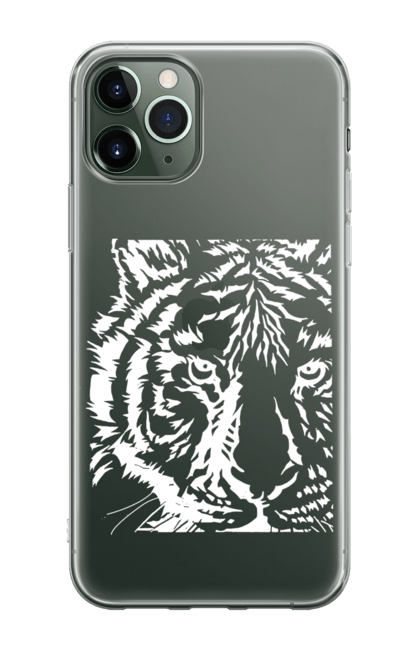 Чохол для телефону з принтом "Тигр". Велика кішка, великий кіт, дика природа, дикий, звір, зуби, погляд, портрет, природа, стилізація, тварина, тигр, хижак. CustomPrint.market