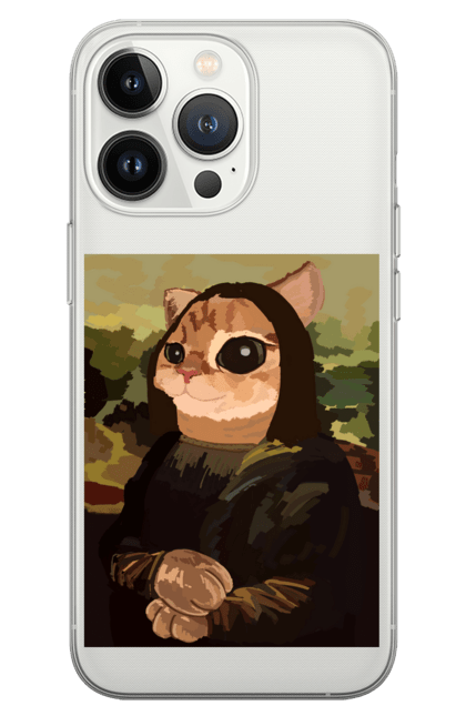 Чохол для телефону з принтом "Мона кота, картина". Картина, кіт, мона кіт, мона ліза картина, мона лізу, прикол мона ліза. CustomPrint.market